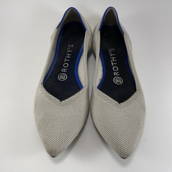Rothy’s The Point Pointed Toe Flats Womens Size 8 Birdeye Flax Light Gray Rothys - Picture 9 of 9